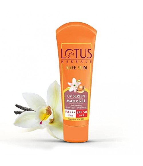 Lotus Herbals Safe Sun Invisible Matte Gel Sunscreen SPF 50 PA+++ , For Men & Women, Non-Greasy, Suitable for Oily Skin, 100g,Orange